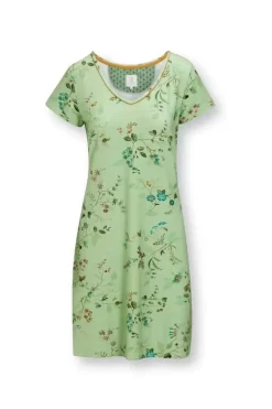 Pip Studio Nachthemden<Nachthemd Korte Mouw Kawai Flower Licht Groen