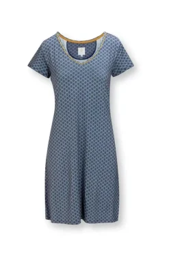 Pip Studio Nachthemden<Nachthemd Korte Mouw Tegola Blauw