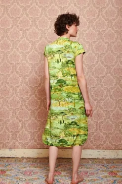 Pip Studio Nachthemden<Nachthemd Korte Mouw Toscana Groen