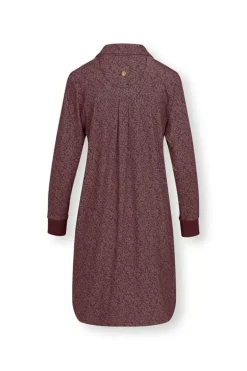 Pip Studio Nachthemden<Nachthemd Lange Mouw Leafy Dots Terra Rood