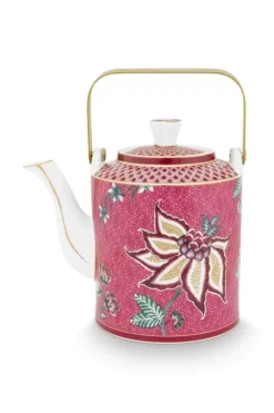 Pip Studio Sets Porseleinen Sets<Oriental Flower Festival Theepot Donker Medium Roze