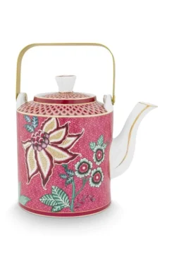 Pip Studio Sets Porseleinen Sets<Oriental Flower Festival Theepot Donker Medium Roze