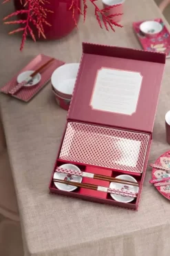 Pip Studio Sets Porseleinen Sets<Oriental Flower Festival Set/6 Sushi Donker Roze