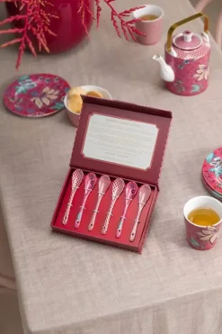 Pip Studio Sets Porseleinen Sets<Oriental Flower Festival Set/6 Theelepels Donker Roze
