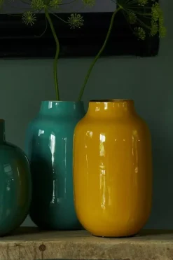 Pip Studio Grote Vazen<Ovale Vaas Metaal 30 Cm Geel
