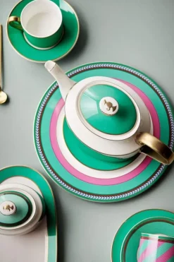 Pip Studio Kop/Schotel<Pip Chique Stripes Cappuccino Kop & Schotel Roze/Groen