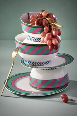 Pip Studio Dinerborden<Pip Chique Stripes Dinerbord Roze/Groen 28Cm