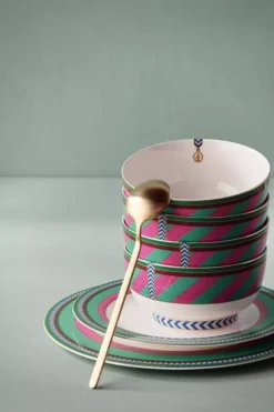 Pip Studio Kommen<Pip Chique Stripes Kom Roze/Groen 15.5Cm