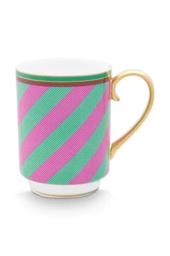 Pip Studio Theemokken<Pip Chique Stripes Mok Groot Roze/Groen 350Ml