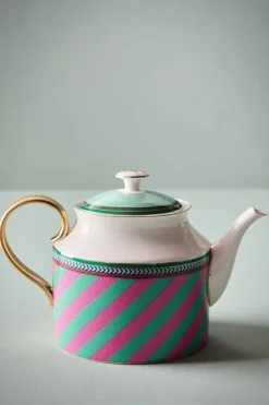 Pip Studio Theepotten<Pip Chique Stripes Theepot Groot Roze/Groen