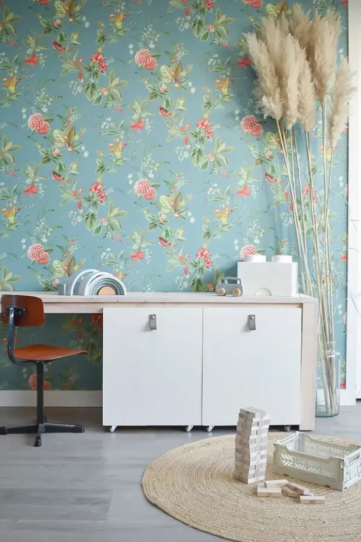 Pip Studio Vliesbehang<Floris Vliesbehang Petrol Blauw