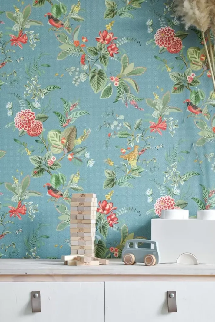 Pip Studio Vliesbehang<Floris Vliesbehang Petrol Blauw