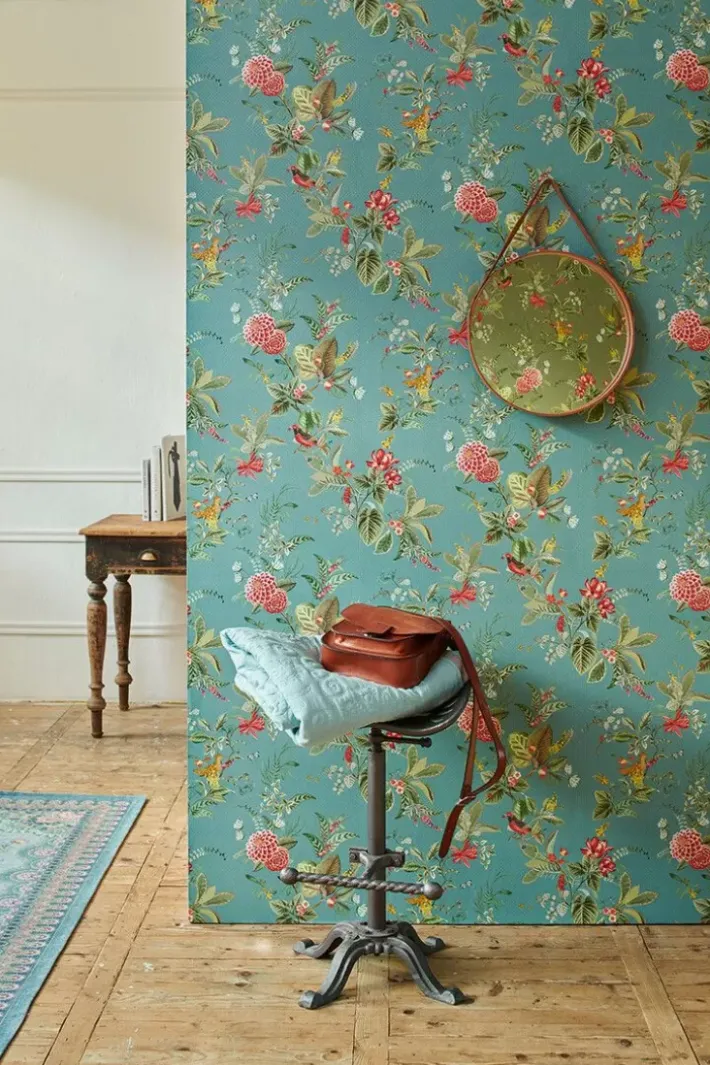 Pip Studio Vliesbehang<Floris Vliesbehang Petrol Blauw