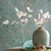 Pip Studio Vliesbehang<Good Nightingale Vliesbehang Petrol Blauw