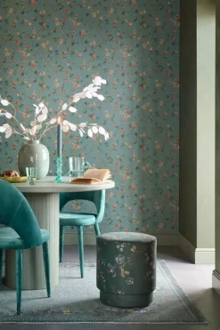 Pip Studio Vliesbehang<Good Nightingale Vliesbehang Petrol Blauw