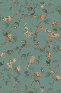 Pip Studio Vliesbehang<Good Nightingale Vliesbehang Petrol Blauw