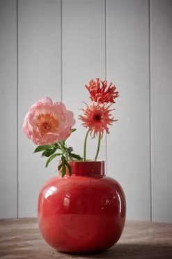 Pip Studio Grote Vazen<Ronde Vaas Metaal 25 Cm Rood