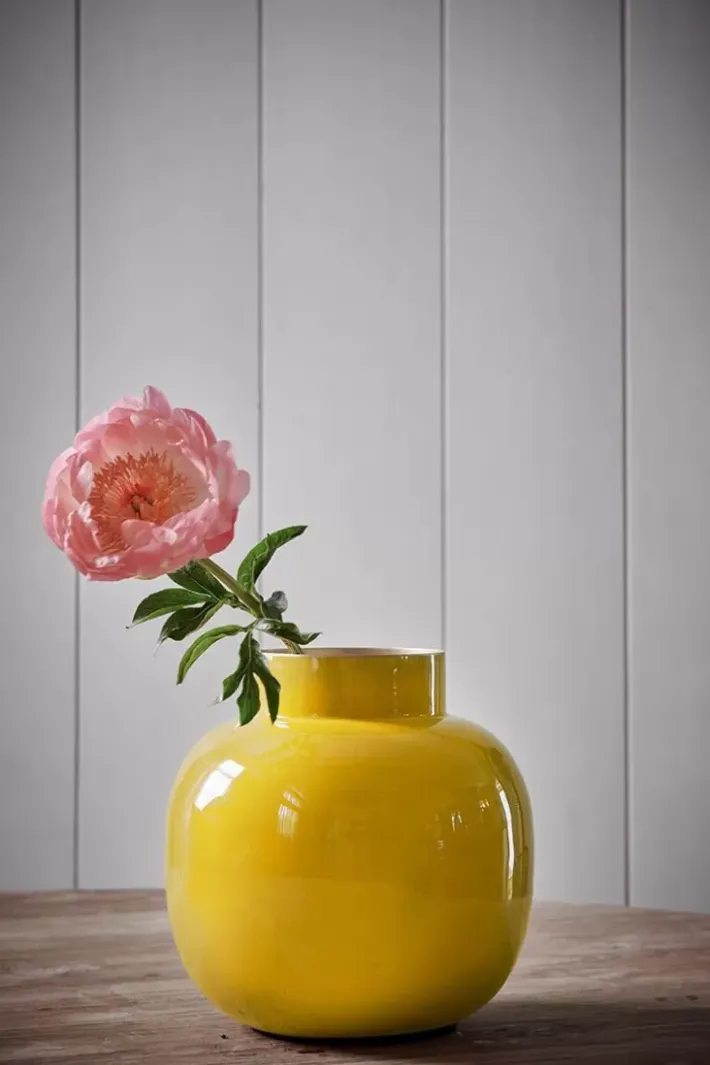 Pip Studio Grote Vazen<Ronde Vaas Metaal 25 Cm Geel