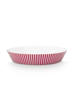 Pip Studio Diepe Borden<Royal Stripes Diep Bord Donkerroze 21.5Cm