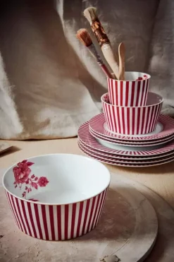 Pip Studio Kommen<Royal Stripes Kom Donker 15Cm Roze