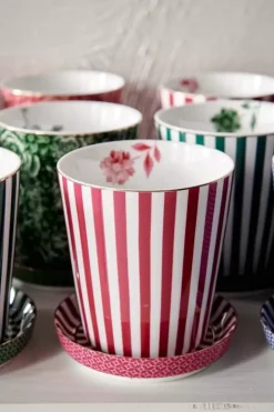 Pip Studio Sets Porseleinen Sets<Royal Stripes Mok & Theetip Donker Roze