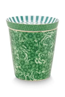 Pip Studio Sets Porseleinen Sets<Royal Stripes Mok Bloemen & Theetip Groen