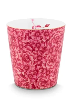Pip Studio Theemokken<Royal Stripes Mok Bloemen & Theetip Donker Roze