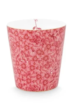 Pip Studio Koffiemokken<Royal Stripes Mok Bloemen Donkerroze