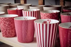 Pip Studio Koffiemokken<Royal Stripes Mok Donker Roze