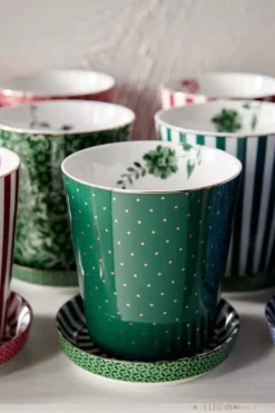 Pip Studio Sets Porseleinen Sets<Royal Stripes Mok Stippen & Theetip Groen