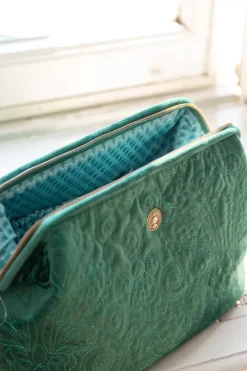 Pip Studio Toilettassen<Toilettas Buidel Extra Groot Velvet Quiltey Days Groen