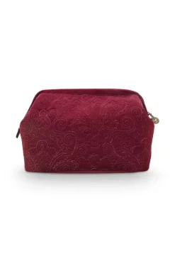 Pip Studio Toilettassen<Toilettas Buidel Extra Groot Velvet Quiltey Days Rood