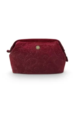 Pip Studio Toilettassen<Toilettas Buidel Groot Velvet Quiltey Days Rood