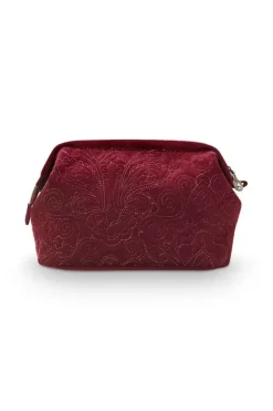 Pip Studio Toilettassen<Toilettas Buidel Groot Velvet Quiltey Days Rood