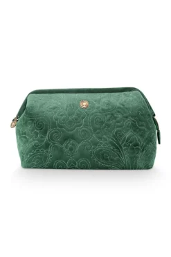Pip Studio Beauty Cases<Toilettas Buidel Groot Velvet Quiltey Days Groen