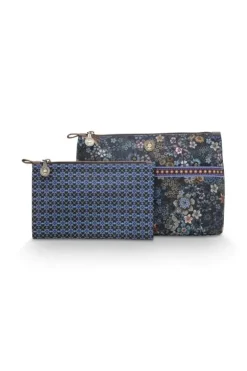 Pip Studio Make-Up Tasjes<Toilettas Combi Groot Tutti I Fiori Blauw
