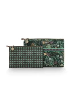 Pip Studio Make-Up Tasjes<Toilettas Combi Groot Tutti I Fiori Groen
