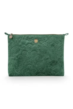 Pip Studio Make-Up Tasjes<Toilettas Groot Velvet Quiltey Days Groen