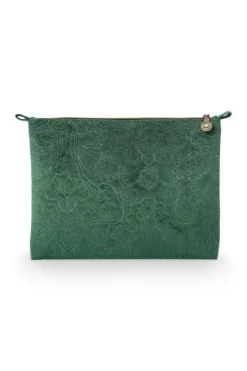 Pip Studio Make-Up Tasjes<Toilettas Groot Velvet Quiltey Days Groen