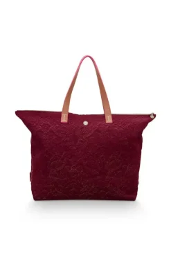 Pip Studio Weekendtassen<Tote Bag Velvet Quiltey Days Rood