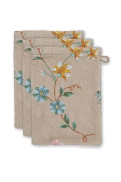 Pip Studio Washandjes<Washandje Set/3 Les Fleurs 16X22 Cm Khaki