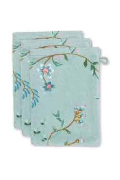 Pip Studio Washandjes<Washandje Set/3 Les Fleurs 16X22 Cm Blauw