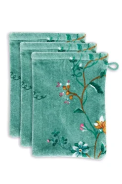 Pip Studio Washandjes<Washandje Set/3 Les Fleurs 16X22 Cm Groen