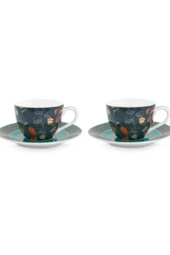 Pip Studio Kop/Schotel<Winter Wonderland Set/2 Espresso Kop & Schotel Donkerblauw
